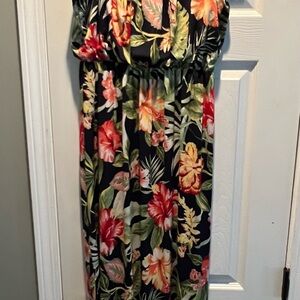 NAIF Tropical Floral Maxi Dress - Black and Multicolor